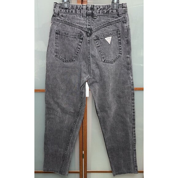 Guess By Georges Marciano Vintage 80s Denim Jeans USA Black Acid Wash Size 28x26 - Picture 2 of 9